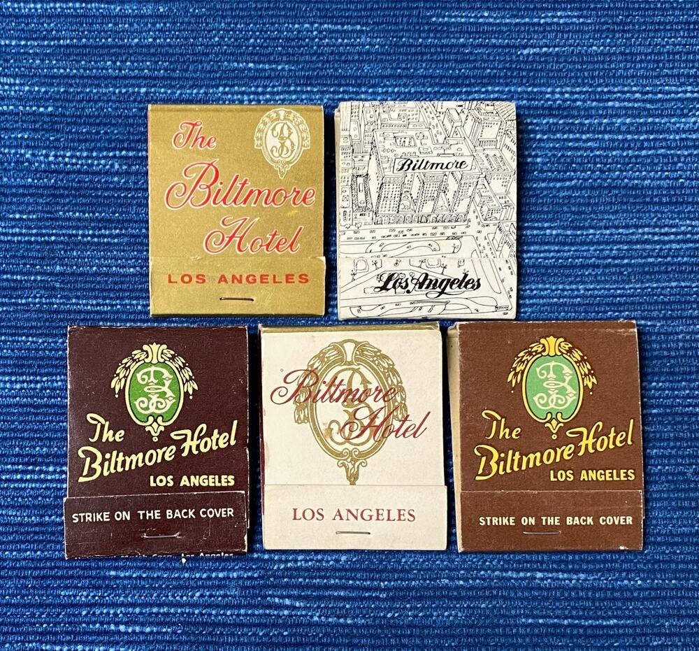 Vintage The Biltmore Hotel Los Angeles California Matchbook Lot of 5 82B